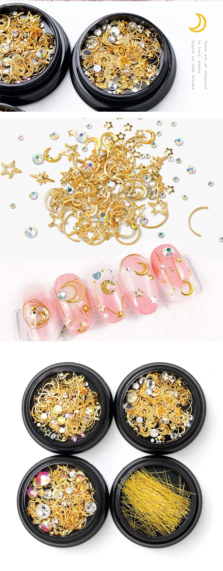 HNUIX смешанные стили Lune Star блеск для ногтей Стразы Bijoux Charmes драгоценные камни метал транш заклепки DIY 3D Dos Plat дизайн ногтей