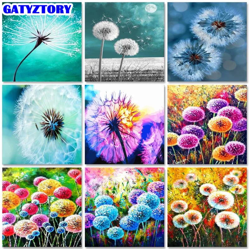 

GATYZTORY DIY Painting By Numbers For Adults Dandelion Style Flower Picture By Numbers With Frame 60x75cm Modern Wall Decor