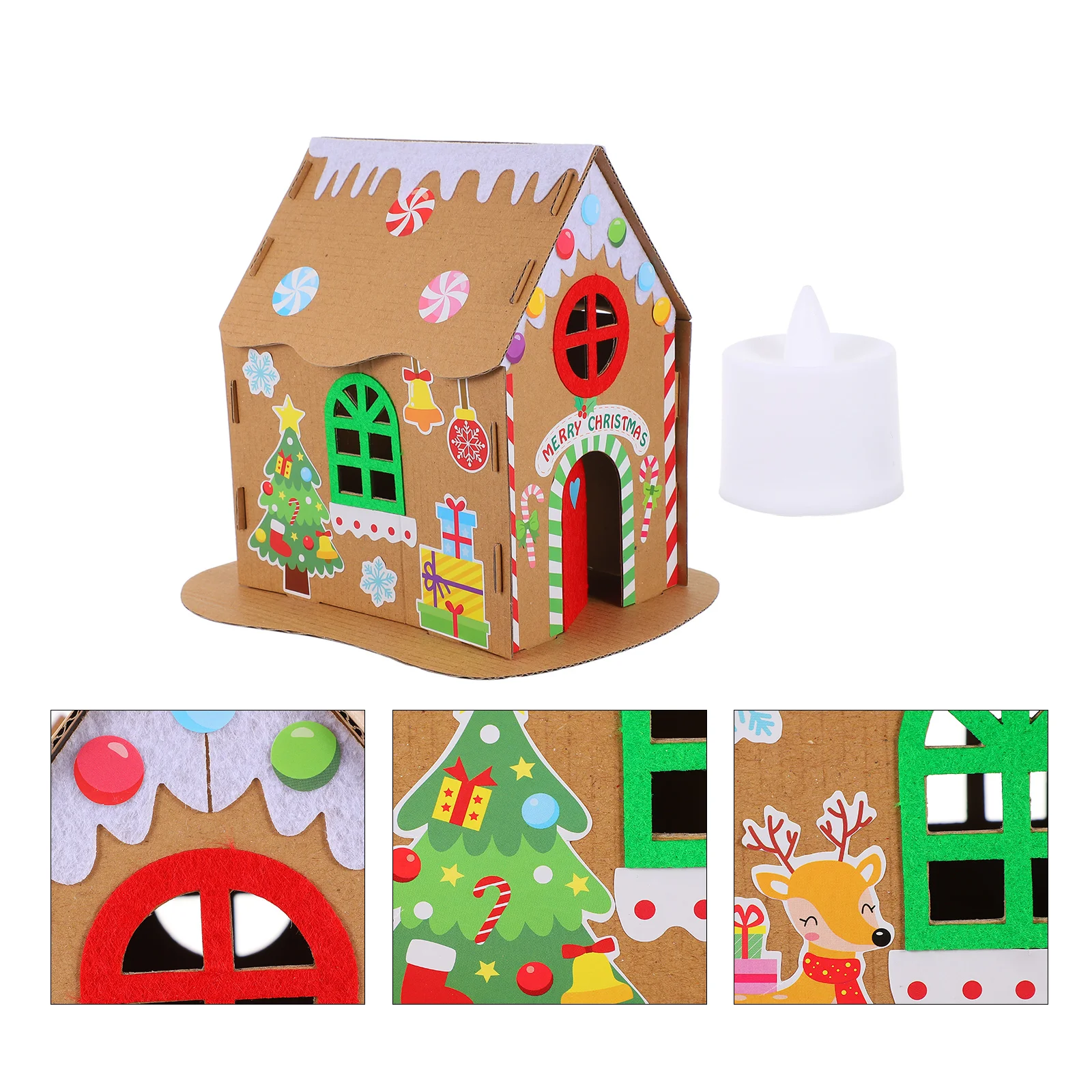 

1 Set Kids DIY Kindergarten Decor DIY Xmas Small House with Lamp