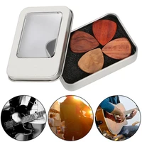 4pcs wooden guitar picks 1pcs storage box case plectrums picks set for guitar bass ukulele accessories guitar gifts
