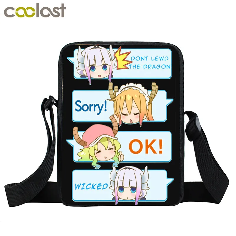 Маленькая сумка через плечо с аниме Miss Kobayashi's Dragon Maid Kanna Kamui Tohru для мальчиков и