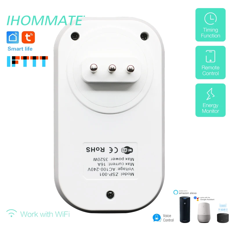 16A Wi-Fi Smart Италия ИТ Чили Plug power Monitor умная розетка Голосовое управление работа с Alexa