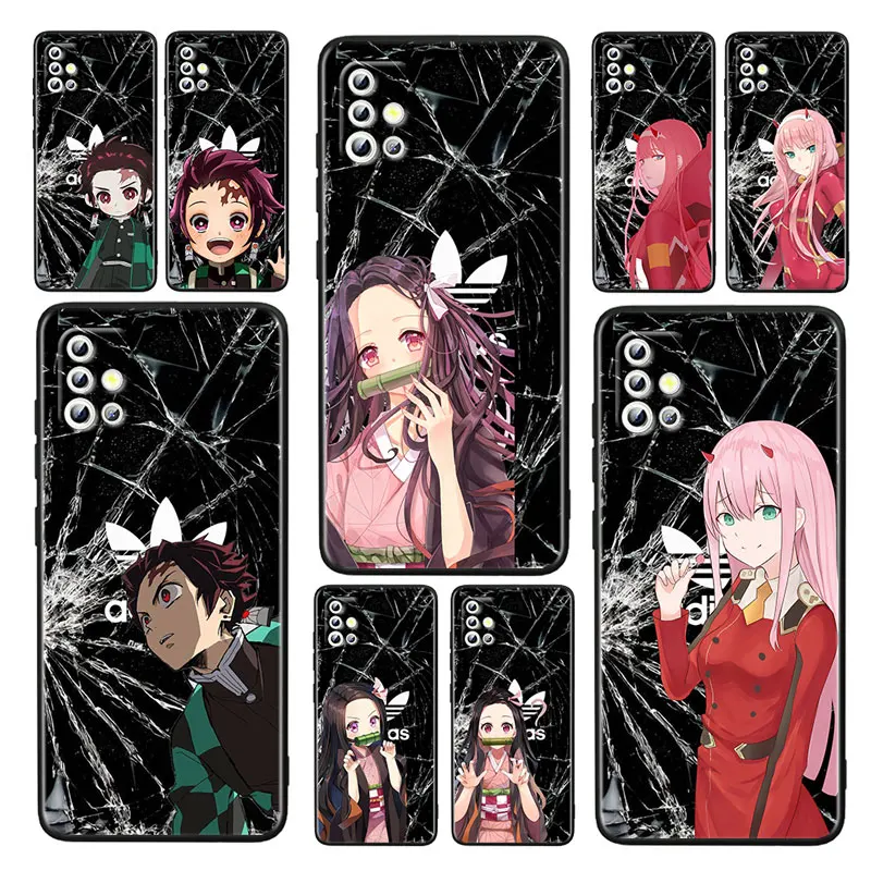 

Anime Japanese Hot Soft Shockproof Black Phone Case For Samsung Galaxy A52S 5G A71 A51 A32 5G A12 A21S A31 A41 Capa