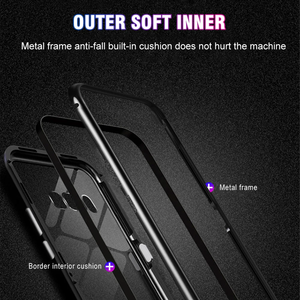 Металлический магнитный чехол для Samsung Galaxy S8 S9 S10 plus A50 M20 iphone 6 7 8 XS X Закаленное