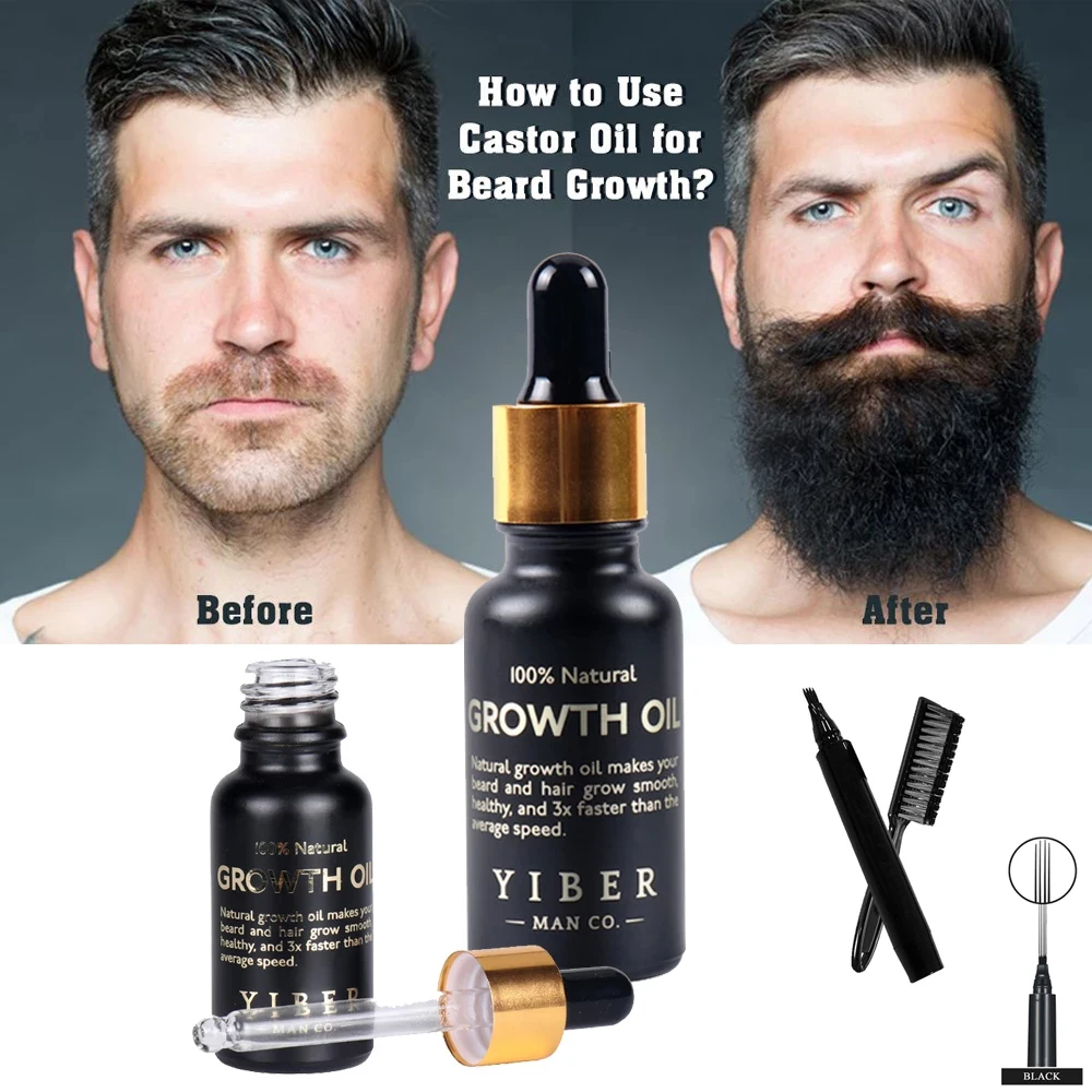 Yiber Men Fast Beard Growth Oil Kit Soften Hair Growth Nourishing Enhancer Hair Loss Products Beard Care Leave-In Conditioner