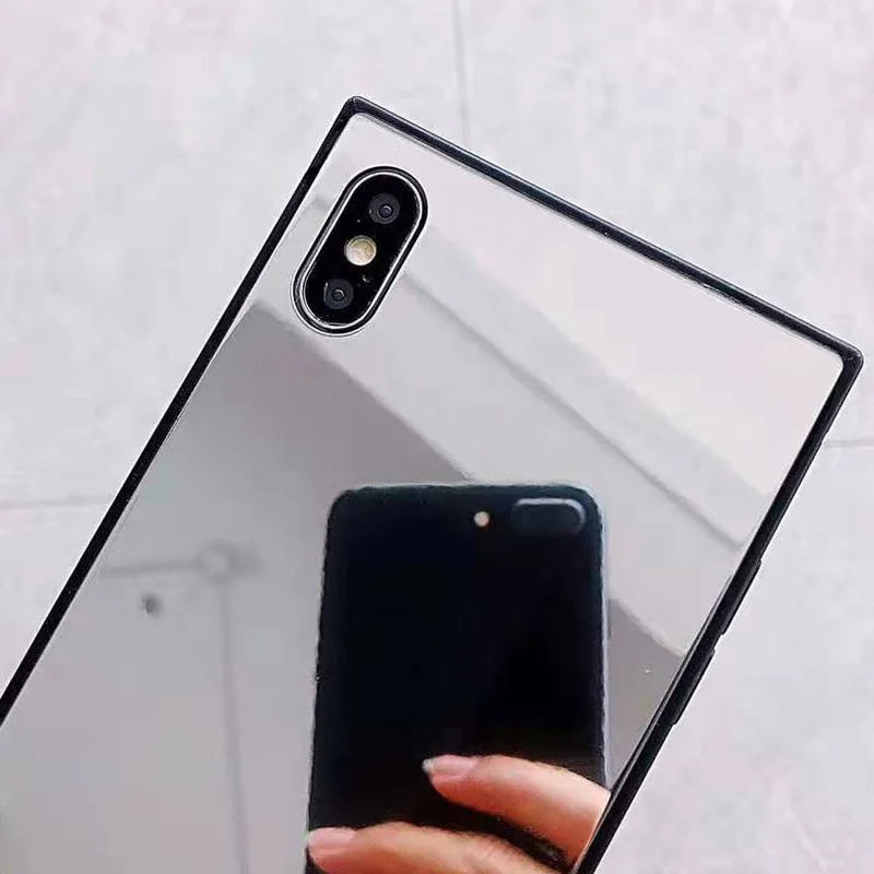 

Angle Square Case for Iphone 8 7 6 Iphone 12 Cover Iphone 11 Makeup Mirror Xr XsMax 12 Mini Case Silicone Back Cover