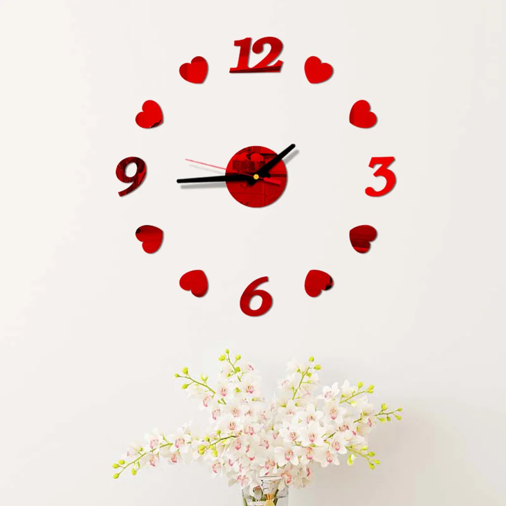 DIY настенные часы в форме сердца художественная 3D акриловая наклейка с