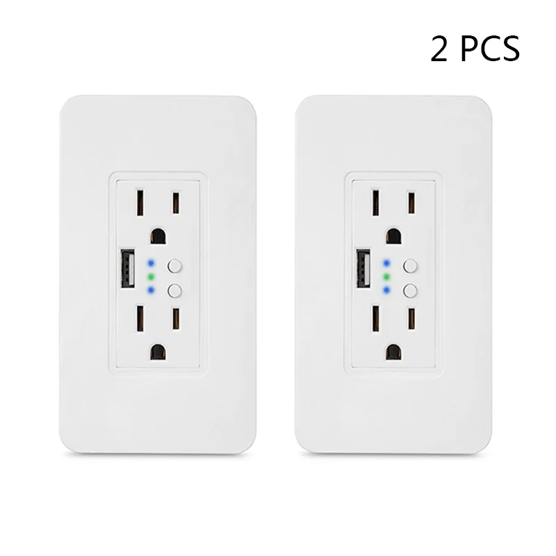 2 PCS Wi-Fi настенная электрическая розетка 2 USB розетки вилка таймер розетка стандарт США умный пульт дистанционного управления работа с Alexa Google Home - Тип: 2 PCS