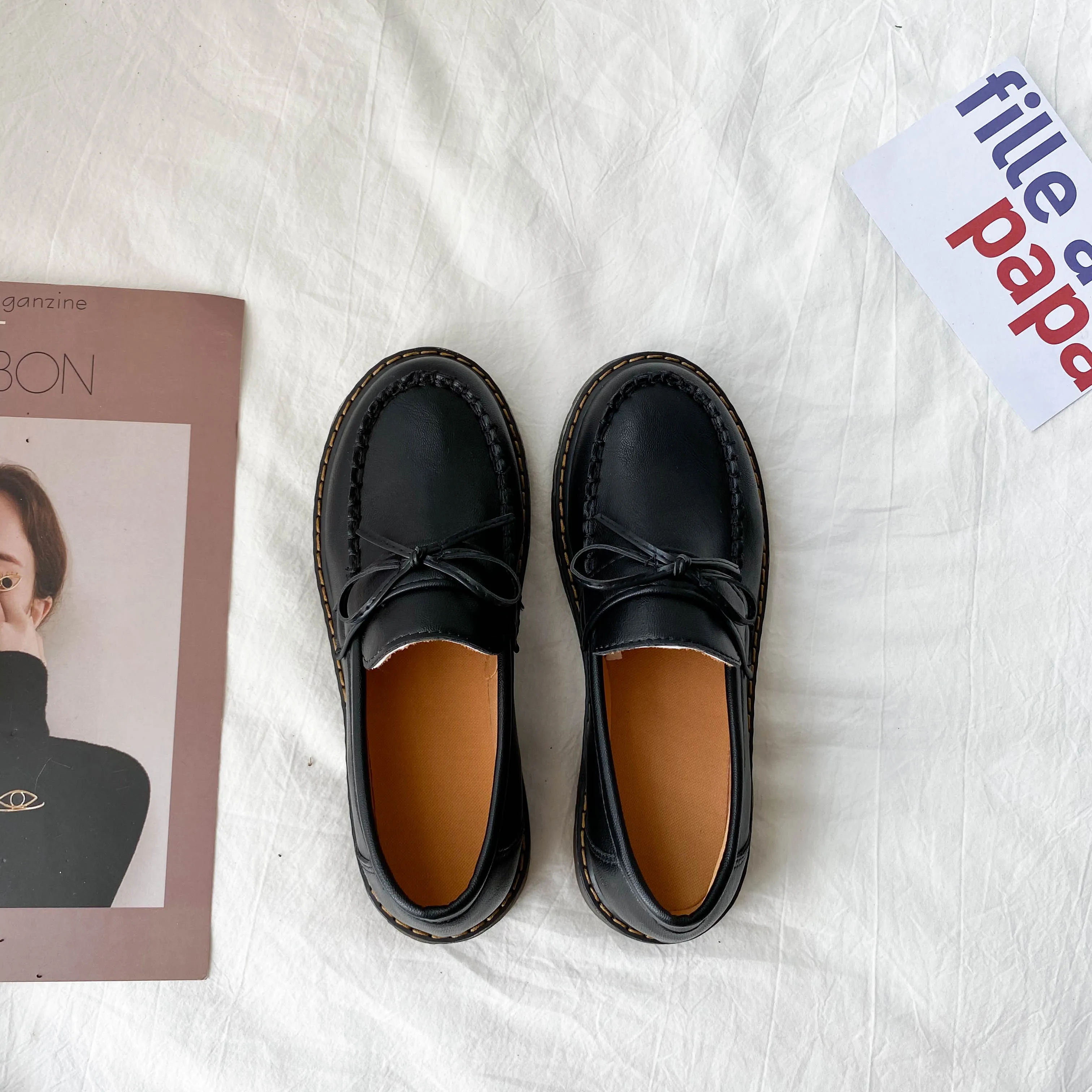 Новинка осени 2020 года Кожаная обувь в японском стиле Лолита Женские тонкие туфли