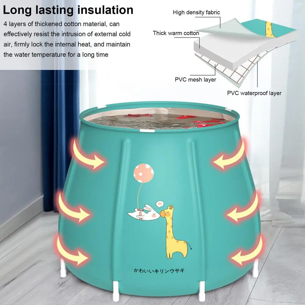 

Portable Bathtub Folding Bath Bucket Foldable Large Adult Tub Baby Swimming Pool Insulation Separate Family Bathroom SPA Tub