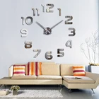 Современные дизайнерские кварцевые часы, модные часы, зеркальные наклейки, украшение сделай сам для гостиной, новые 3D настоящие большие настенные часы