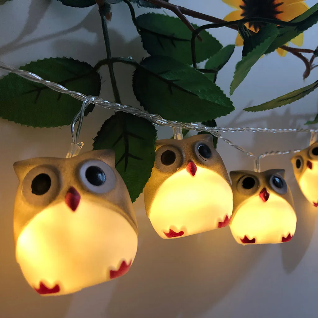 1,65 м 10LED Милая гирлянда в виде совы для Хэллоуина, праздничные гирлянды на День святого Валентина, День рождения, свадьбу, вечеринки, декоративные Экономичные лампы на батарейках