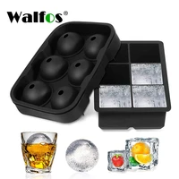 walfos whiskey cocktail big ice cube tray 6 holes ice cube form round shaped ice ball maker silicone ice mold bar