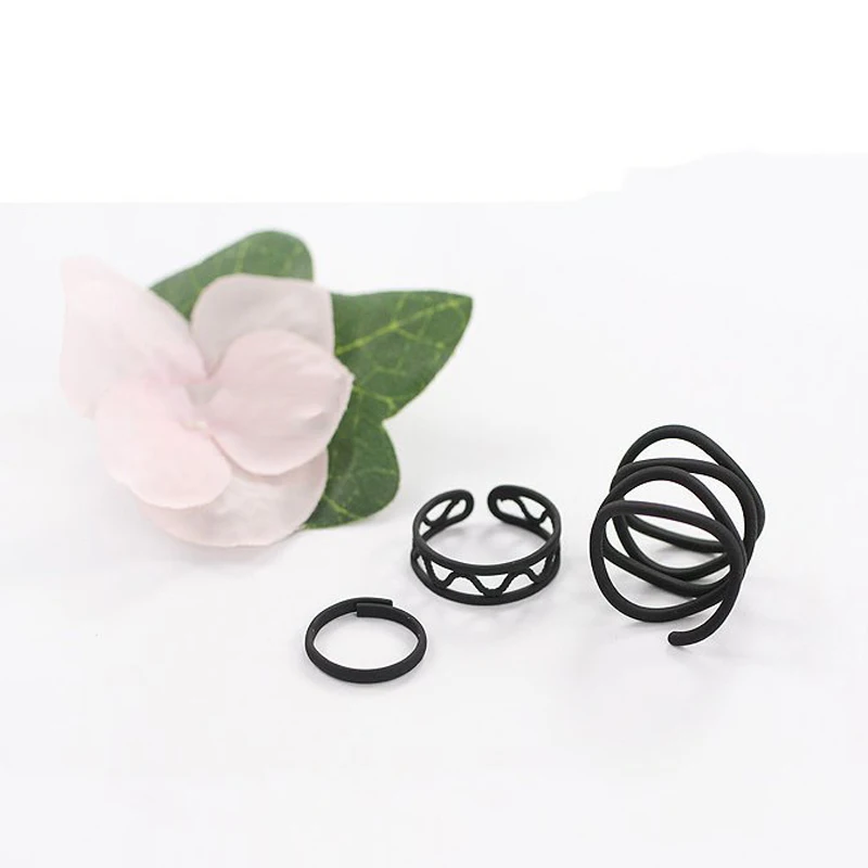 Новое популярное женское матовое черное модное кольцо в стиле панк хипстер на