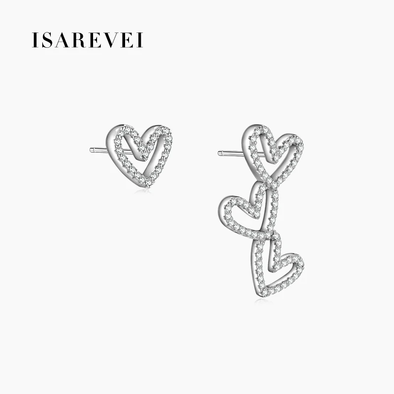 

Asymmetric Heart Shaped Drop Earrings 925 Sterling Silver Pixel Charm Zircon Cute Earrings Jewelry Accessories For Women