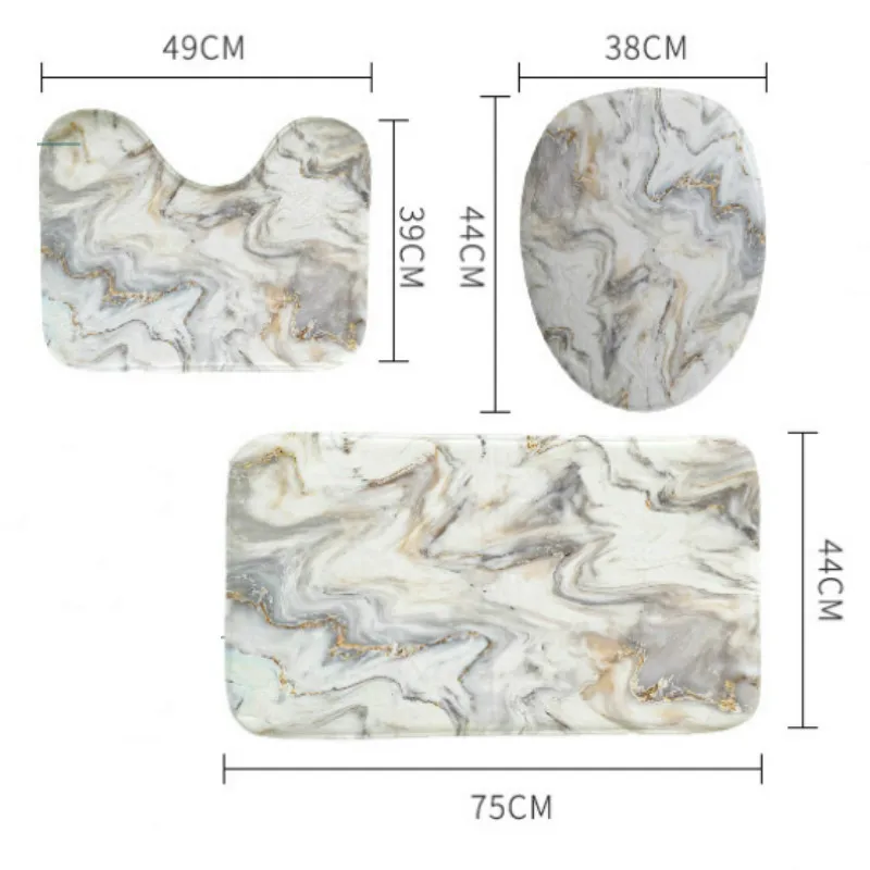 marble white shower curtain set with non slip rug bath mat carpet modern bathroom curtains toilet lid cover home decoration free global shipping