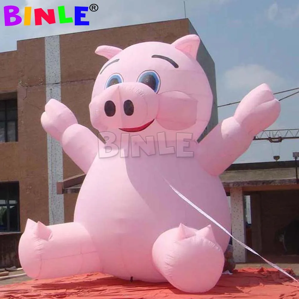 Custom Oxford Pink Giant Inflatable Pig,Funny Piggy Animal Mascot Balloon For Big Sale Promotion