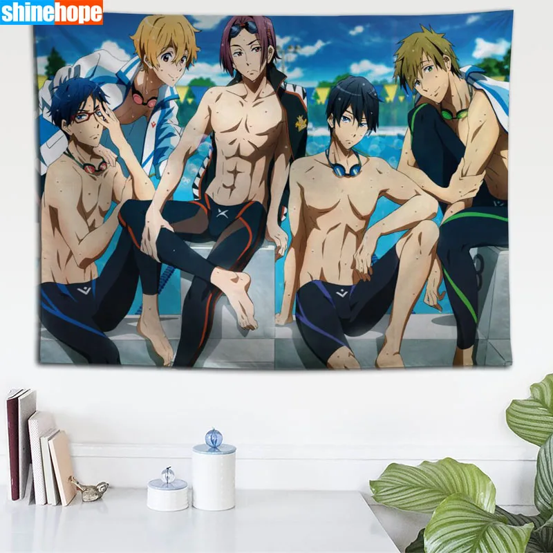 

Custom Free Swim Club tapestry wall hanging tapestry home decoration rectangle bedroom wall art tapestry 140X250cm