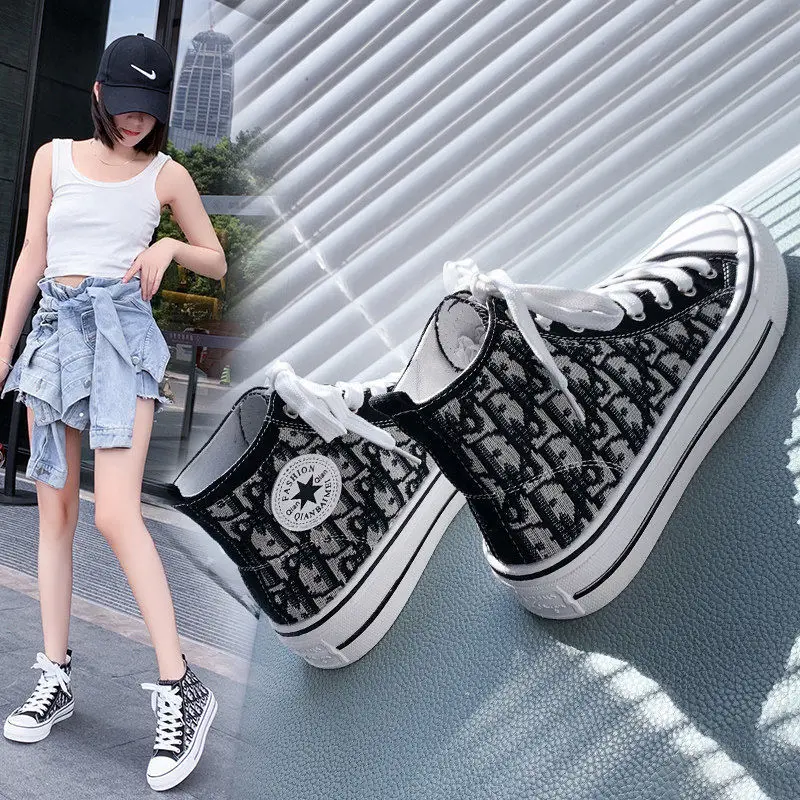 

High top canvas shoes women's new flat bottom leisure sports board shoes