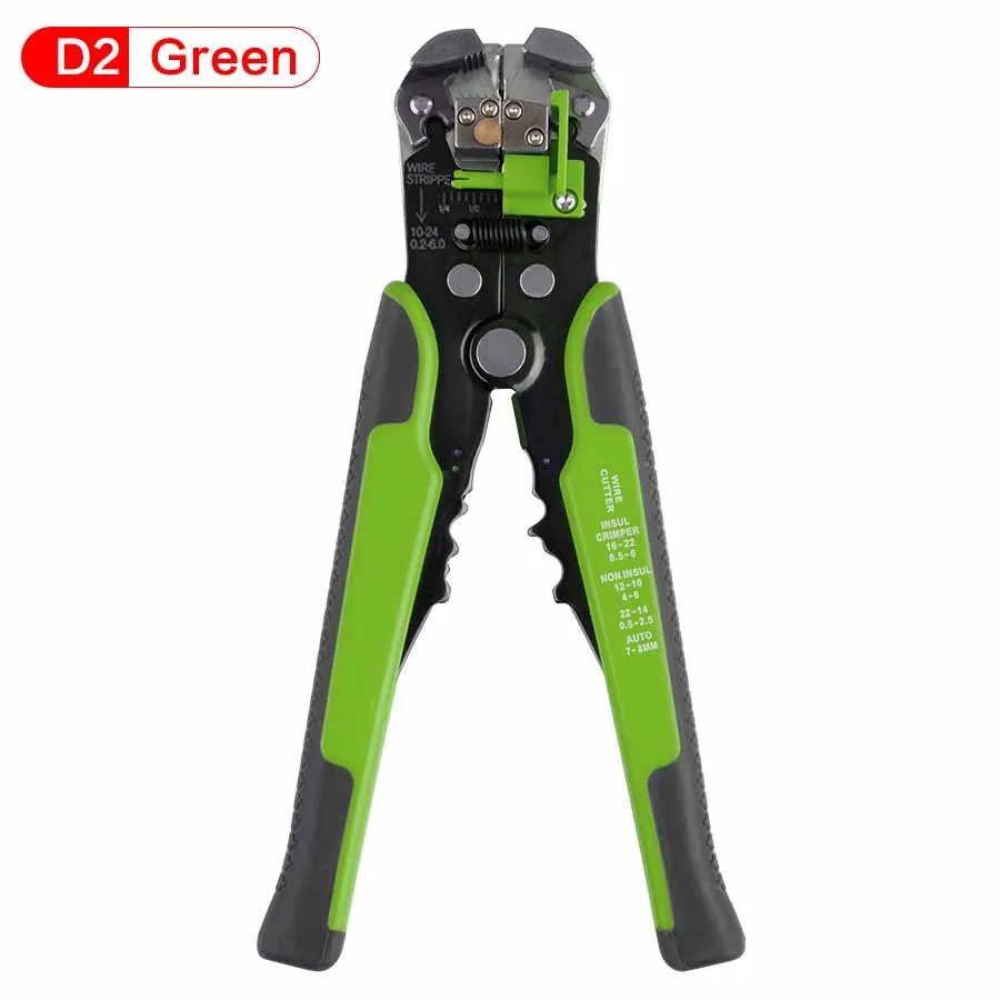 D2 Green HS-D1 обжимной инструмент для кабелей резак автоматический инструмент для зачистки проводов многофункциональный инструмент для зачистки обжимные плоскогубцы 0,2-мм2 инструмент - Цвет: D2 Green