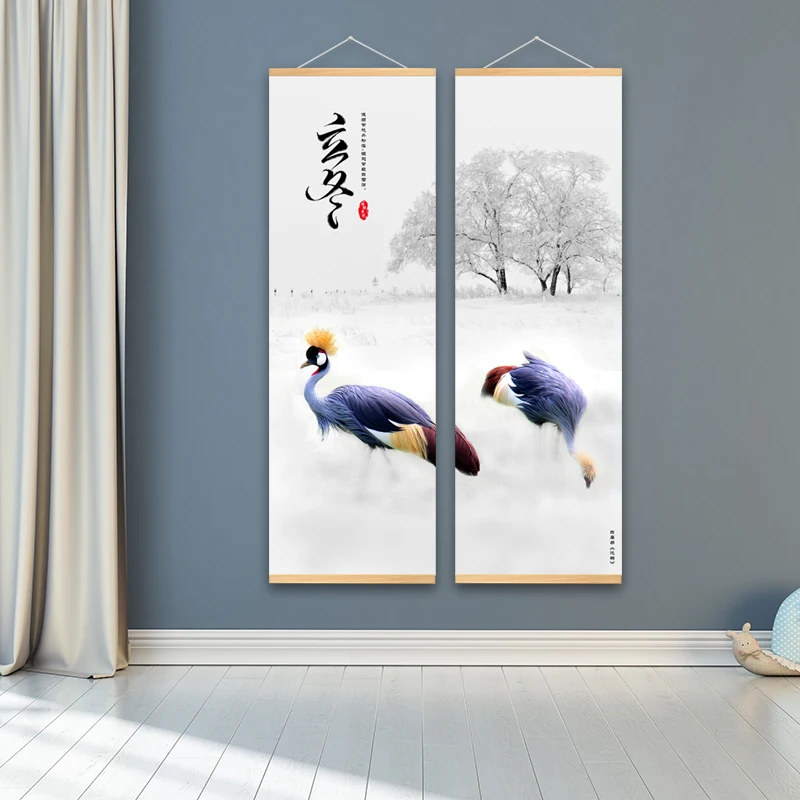 

New Chinese Style Peacock Natural Landscape Creative Canvas Paintings Solar Terms Wall Art Pictures for Living Room Home Decor