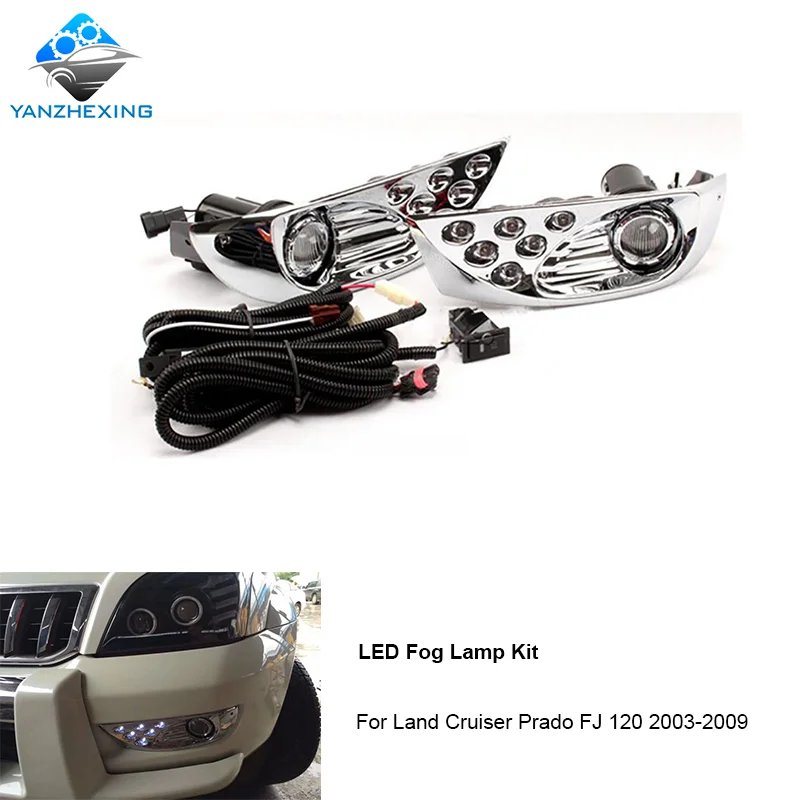 YZX LED DRL дневные ходовые огни Противотуманные фары комплект для Toyota Land Cruiser Prado FJ 120
