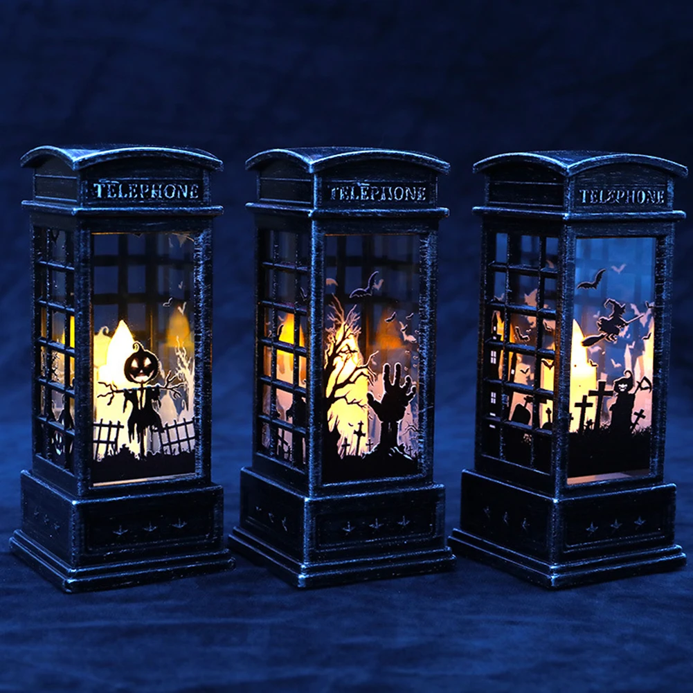 

Halloween Phone Booth Wind Lamp Led Electronic Candle Pumpkin Night Lamp Ghost Lamp Decoration Children Gifts