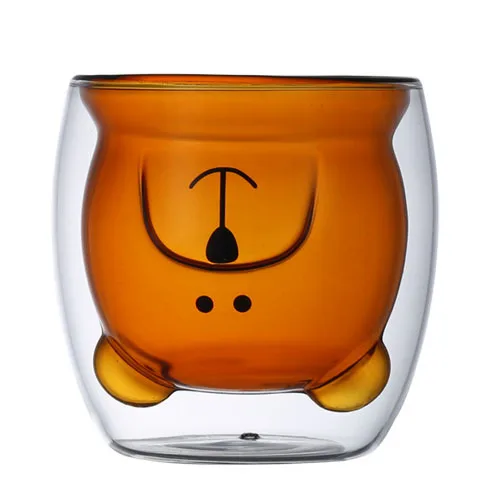 

Gift bear cup home double hollow glass water cup high borosilicate milk cup coffee cup breakfast cup milk tea cup