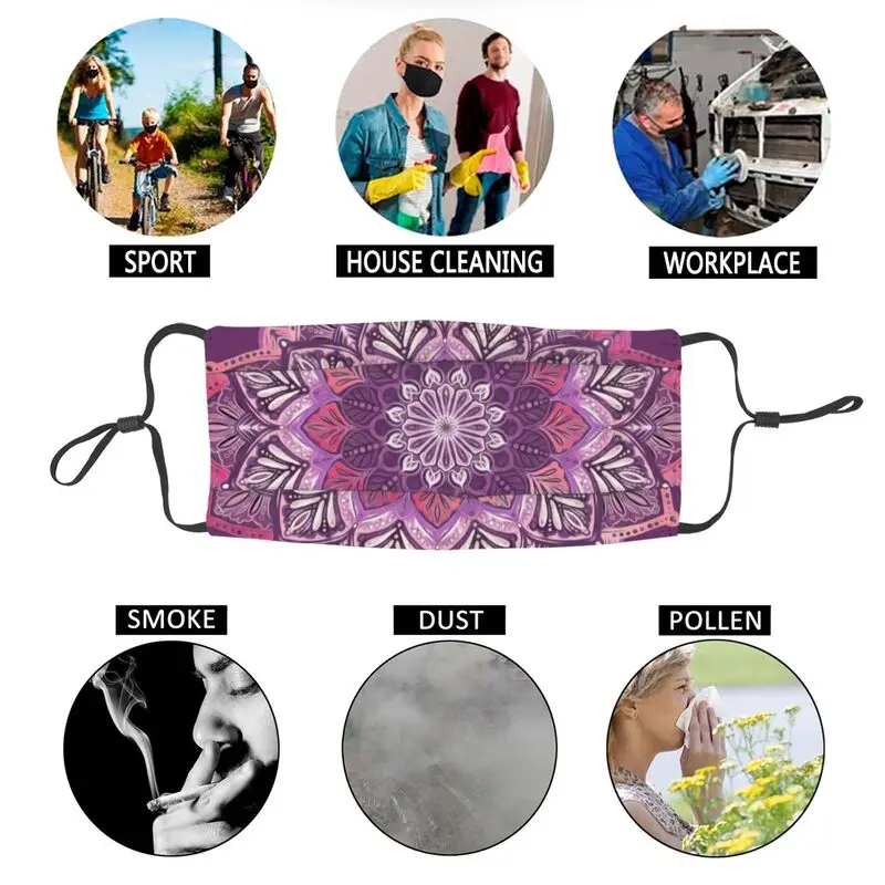 

Boho Mandala Reusable Unisex Adult Face Mask Geometric Buddhism Flower Anti Haze Dust Protection Cover Mouth Muffle