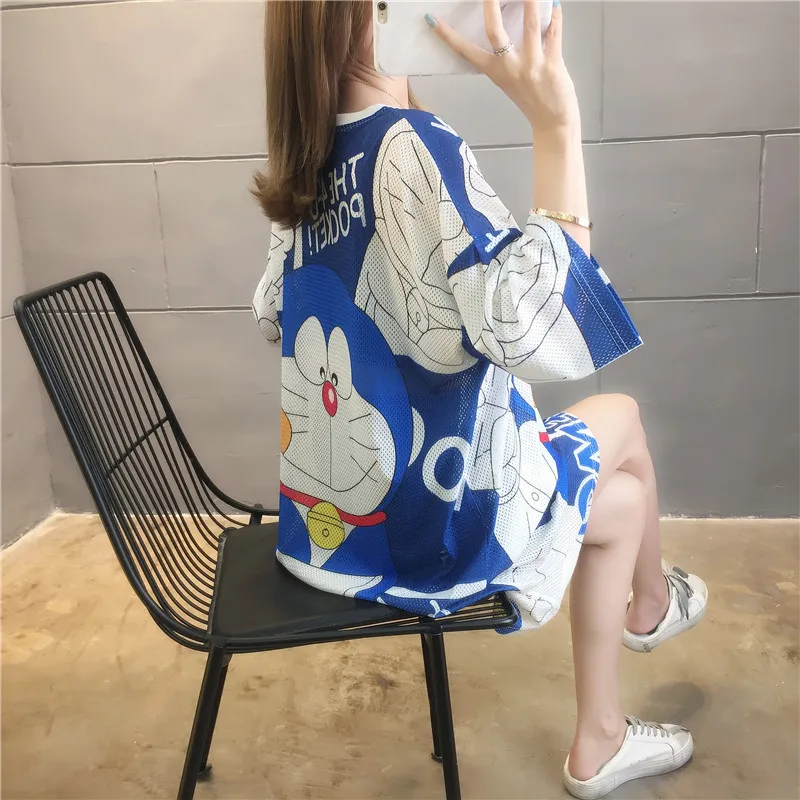

Tonngirls Doraemon Nightgown Women Cartoon Night Dress Summer Sleepwear Short Sleeve Sleeping Dress Sleepshirts Night Gown 2021