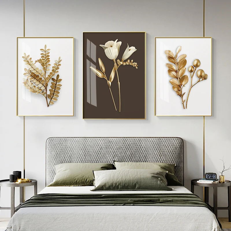 

Golden Leaf Poster Abstract Canvas Painting Modern Wall Art Print Decorative Picture Living room Home DecorationNordic Style