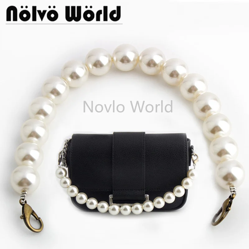 

1-5-20 pieces 32cm Fashionable pearl chain in Bronze hook,18mm Large pearls chains for bags purse top handle