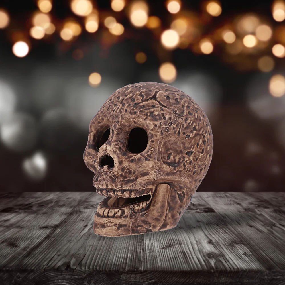 

2pcs Decor Prop Skeleton Head Ceramic Mini Head Haunted Decoration