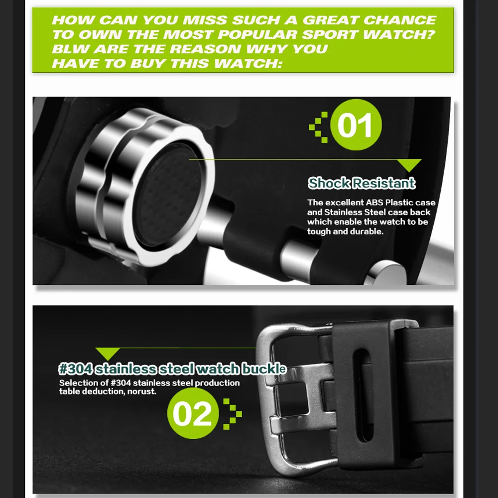 Военные часы Трехконтактный двойной дисплей холодный светильник личность анти