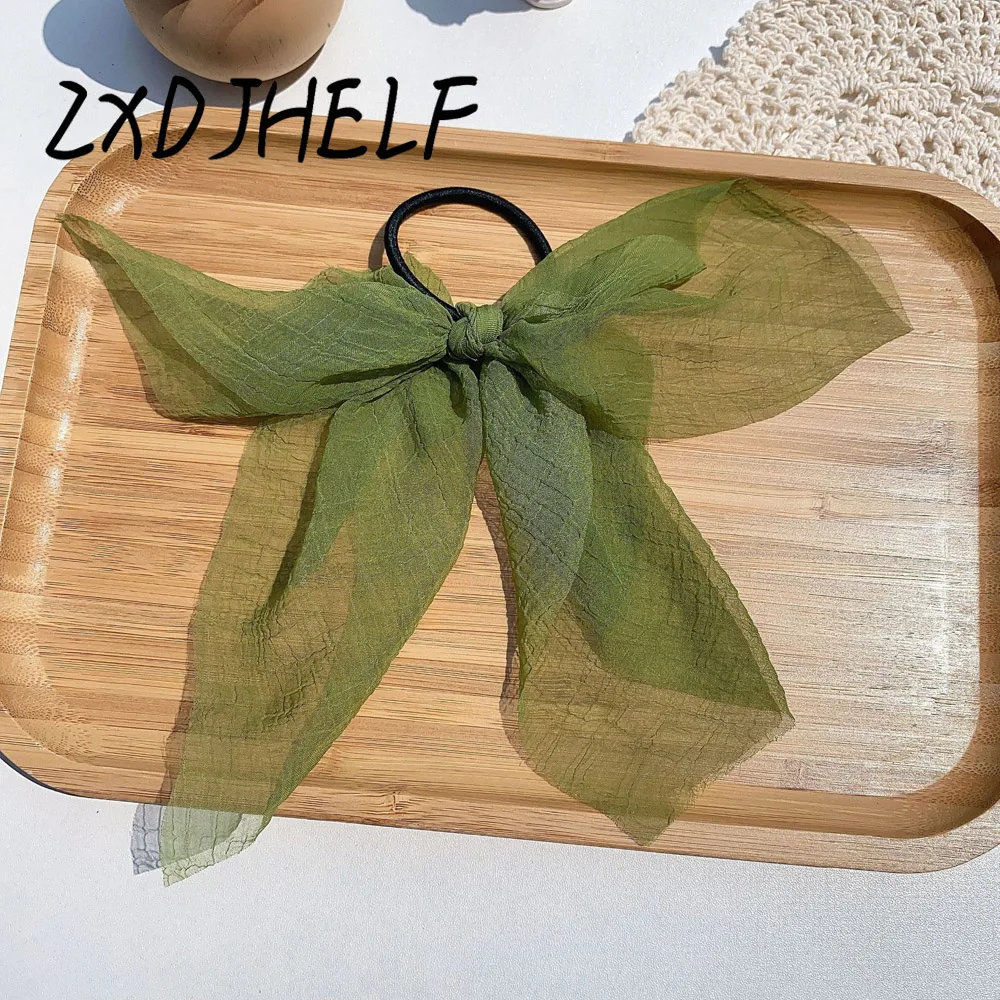 

ZXDJHELF Vintage Bow Design Elastic Hair Bands For Women Turban Streamers Scrunchies Girls Ribbon Rope Hair Accessories F651