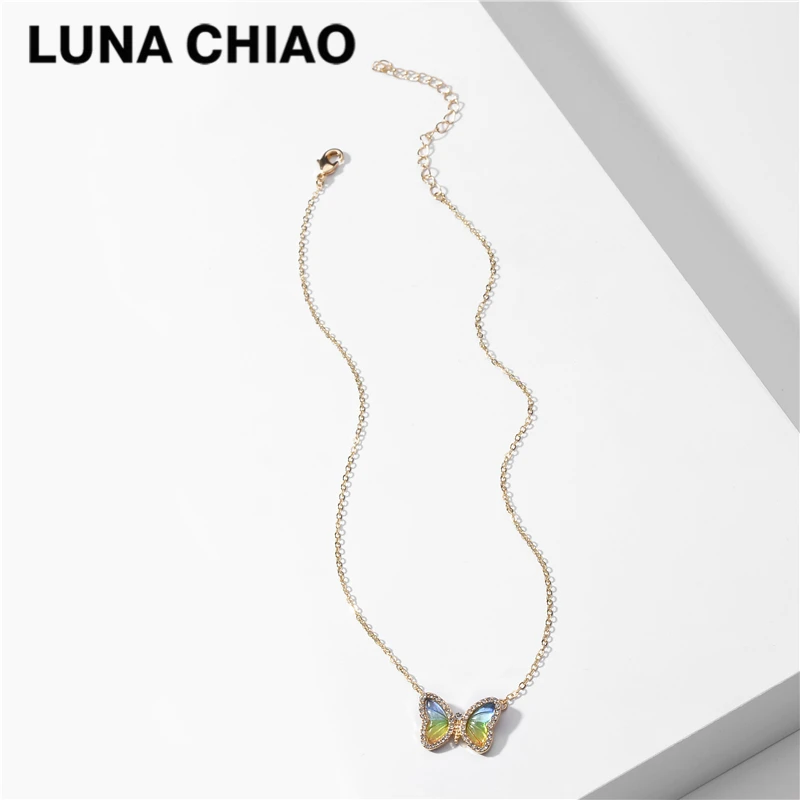 LUNA CHIAO модное ювелирное изделие прозрачная акриловая бабочка изящное ожерелье с