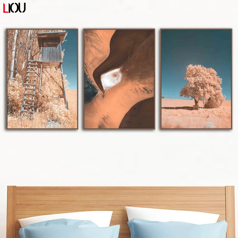 Картина на холсте для пустынной стены гор травы леса искусства Постер и принты в