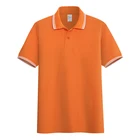 Рубашка-поло AOLIWEN мужская с двумя полосками, оранжевая спортивная Облегающая рубашка из 65% хлопка, на пуговицах, с коротким рукавом, в повседневном и деловом стиле, однотонная, на лето