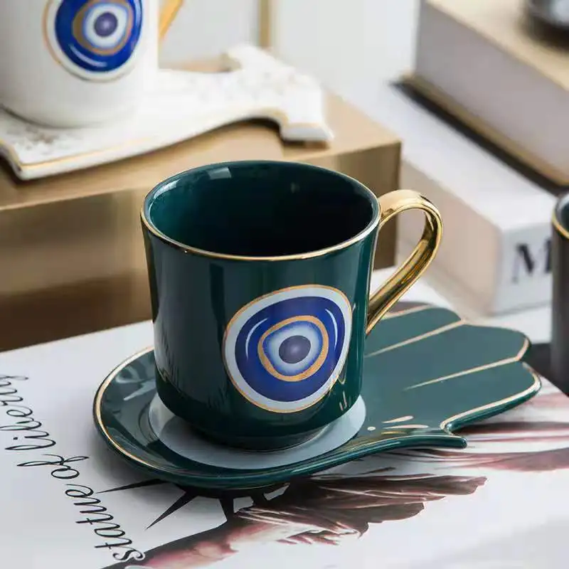

200ml Turkish Blue Eyes Luxury Coffee Cup Saucer Set Cappuccino Cup Latte Cup Drinkware