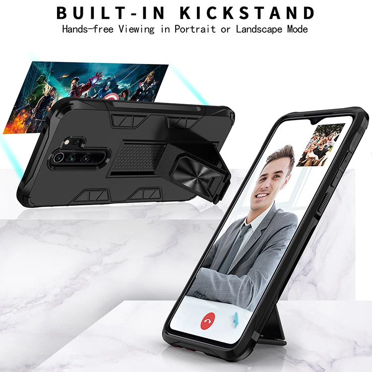 

Armor Phone Case for Xiaomi Redmi Note 10 9 7 8 9A 9T 8A K20 K30 CC9 Pro Lite Anti Fall Invisible Bracket Heavy Protection Cover