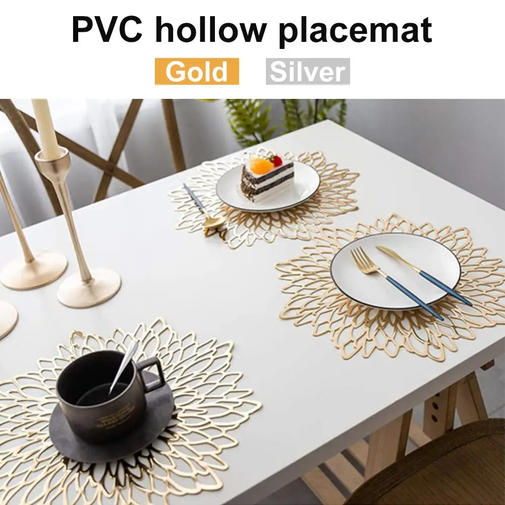 1 шт. цвета: золотистый серебристый цветок круглой формы столовых Coaster круглый