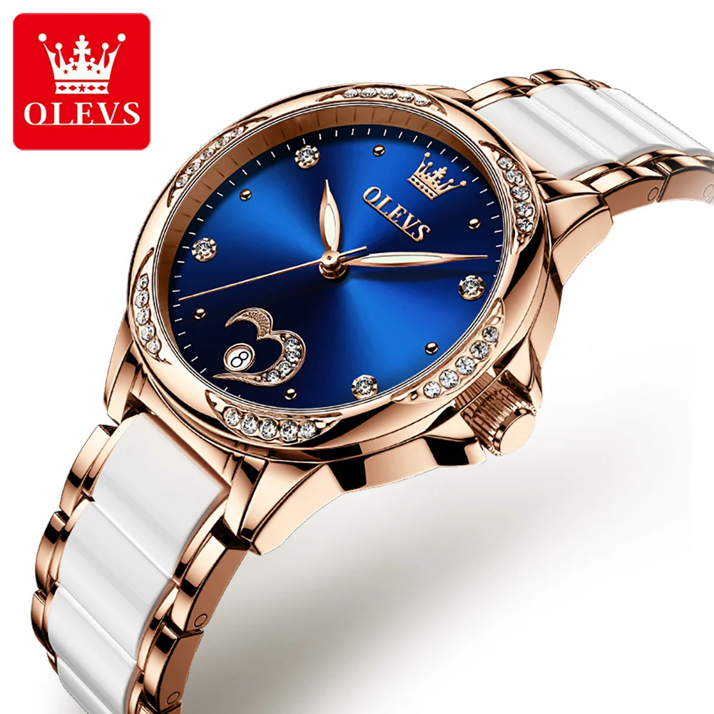 OLEVS New Women's Automatic Watch Fashion Luxury Brand Women Mechanical Watch Stainless Steel Ceramics Strap Dress Watches enlarge