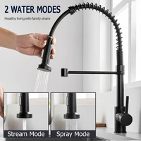 mynah black kitchen faucet flexible pull out kitchen sink water mixer 360 degree cold and hot water tap spring faucet