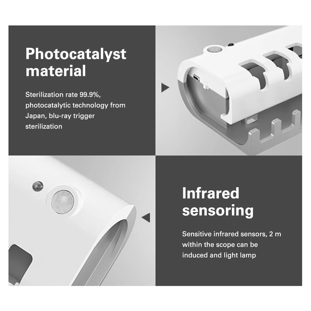 

Antibacteria Solar Energy UV Toothbrush Sterilizer Holder With Toothpaste Dispenser Bathroom Toothbrush Cleaning Storage Box