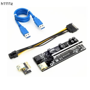 1 To 10pcs VER009 USB3.0 PCI-E Riser VER 009S PLUS Express 1X 4x8x 16x Extender pcie Riser Adapter Card SATA 15pin to 6pin Power