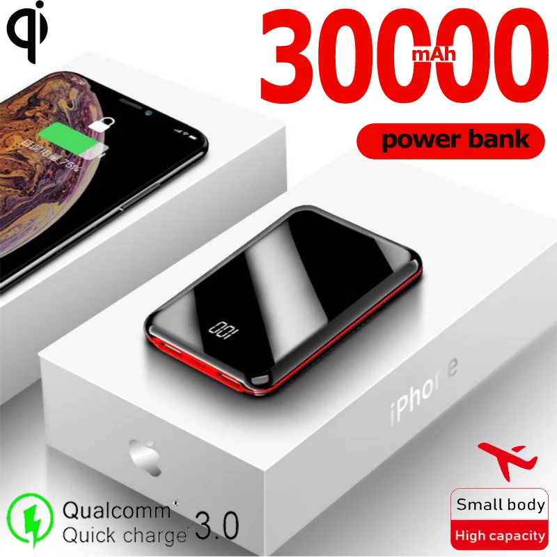 Портативный мини 30000 мАч Внешний аккумулятор для всех банк питания мобильного