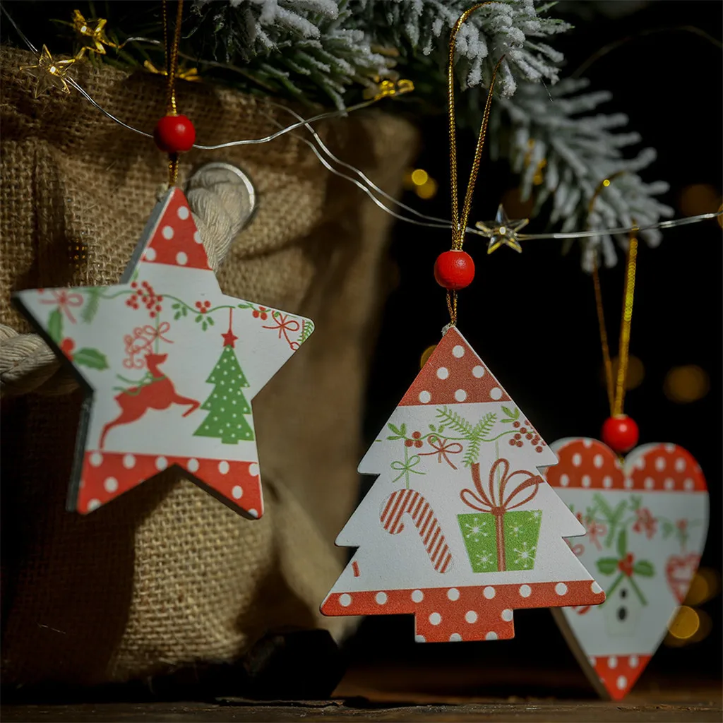 Christmas Ornaments Wooden Tree Vine Wood Sign Pendant Handmade Decorations for Home Gifts Dropshipping #w | Дом и сад