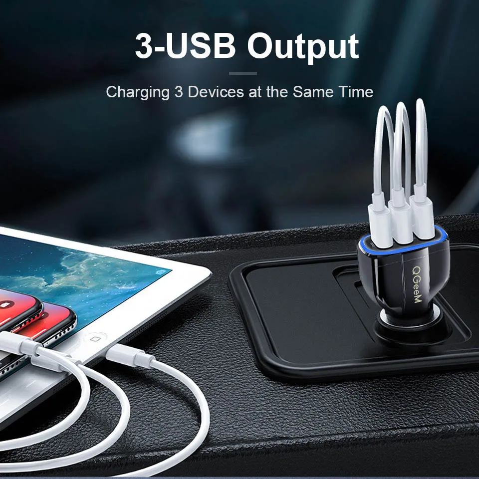 Автомобильное зарядное устройство QGEEM QC 3 0 с USB портами и поддержкой быстрой