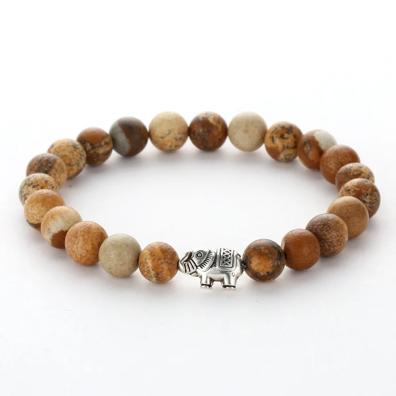 8 мм браслет из коричневого камня с натуральным изображением уникальные