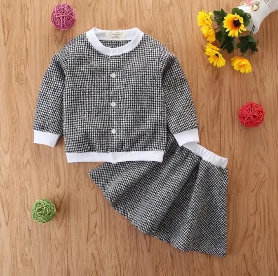 5 компл./лот Детский комплект одежда для малышей пальто с длинными рукавами + юбка